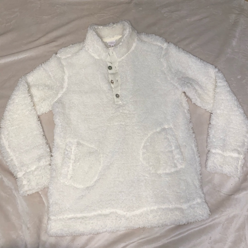 New Directions White Fuzzy Pullover